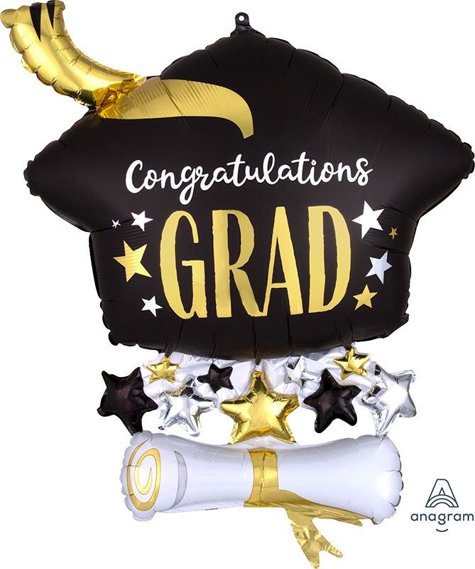 CAP &amp; DIPLOMA SUPERSHAPE FOIL BALLOON 25"
