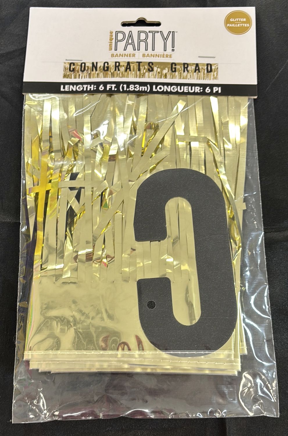 "CONGRATS GRAD" FOIL FRINGE BANNER 6 FT