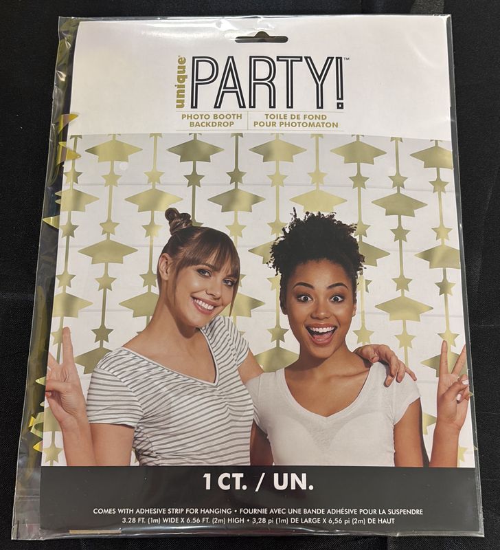 GRAD CAPS PHOTO BOOTH BACKDROP 39" X 79"