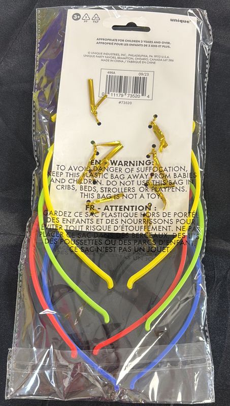 Assorted "Graduate" Plastic Headbands 4Ct