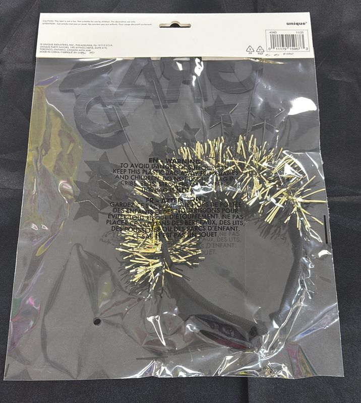 Black And Gold "Grad"Star Headband