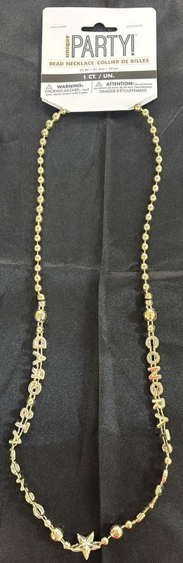 GOLD "CONGRATS GRAD" 32" BEADED NECKLACE