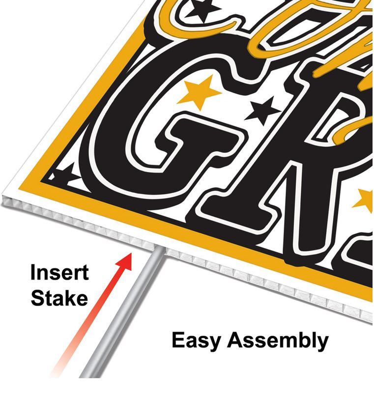 Gold Plastic Congrats Grad Yard Sign