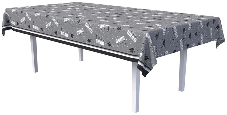 CONGRATS GRAD REC TABLECOVER BLACK