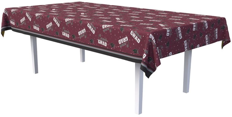 CONGRATS GRAD REC TABLECOVER BURGUNDY