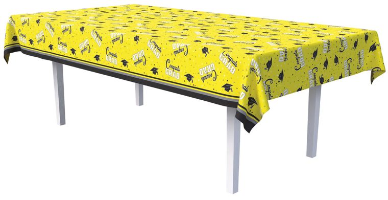 CONGRATS GRAD REC TABLE COVER YELLOW