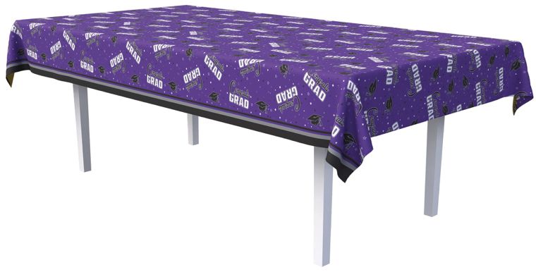 CONGRATS GRAD REC TABLE COVER PURPLE