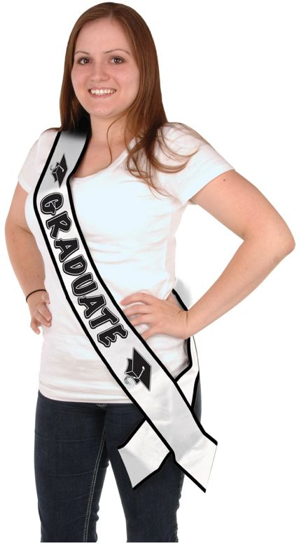 Graduate Satin White Sash