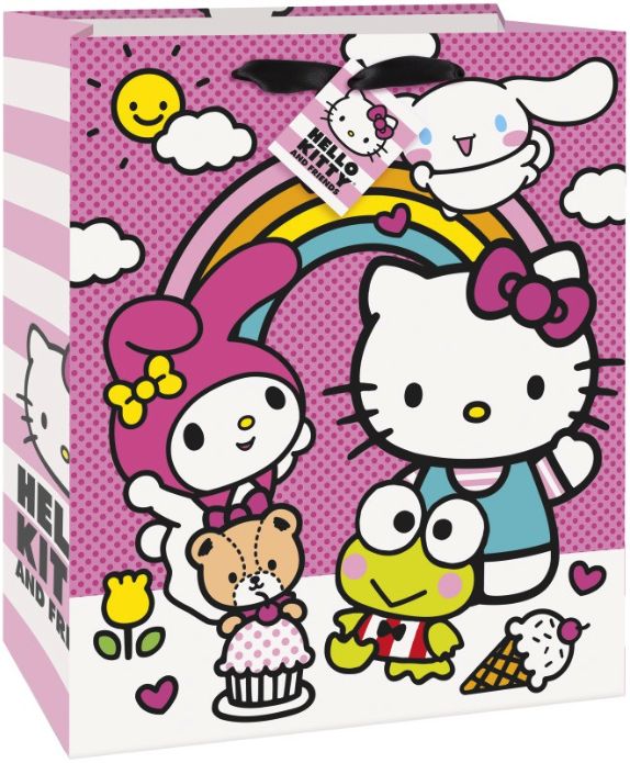 HELLO KITTY LARGE GIFT BAG W RIBBON HANDLE