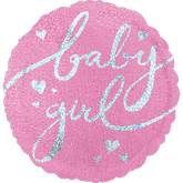 BABY GIRL  JUMBO HOLO FOIL BALLOON 32"