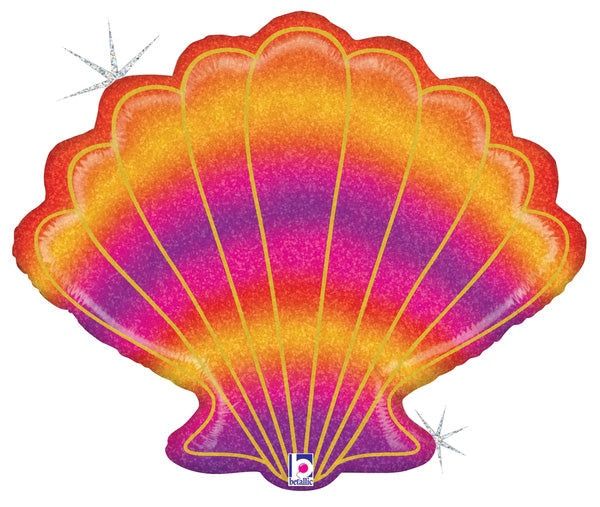 HOLO GLITTER SEASHELL FOIL BALLOON 30"