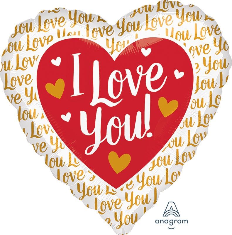 I LOVE YOU GOLD BALLOON 28"