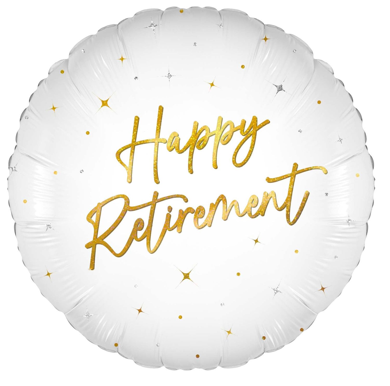 WHITE GOLD RETIREMENT HOLO FOIL BALLOON 18"
