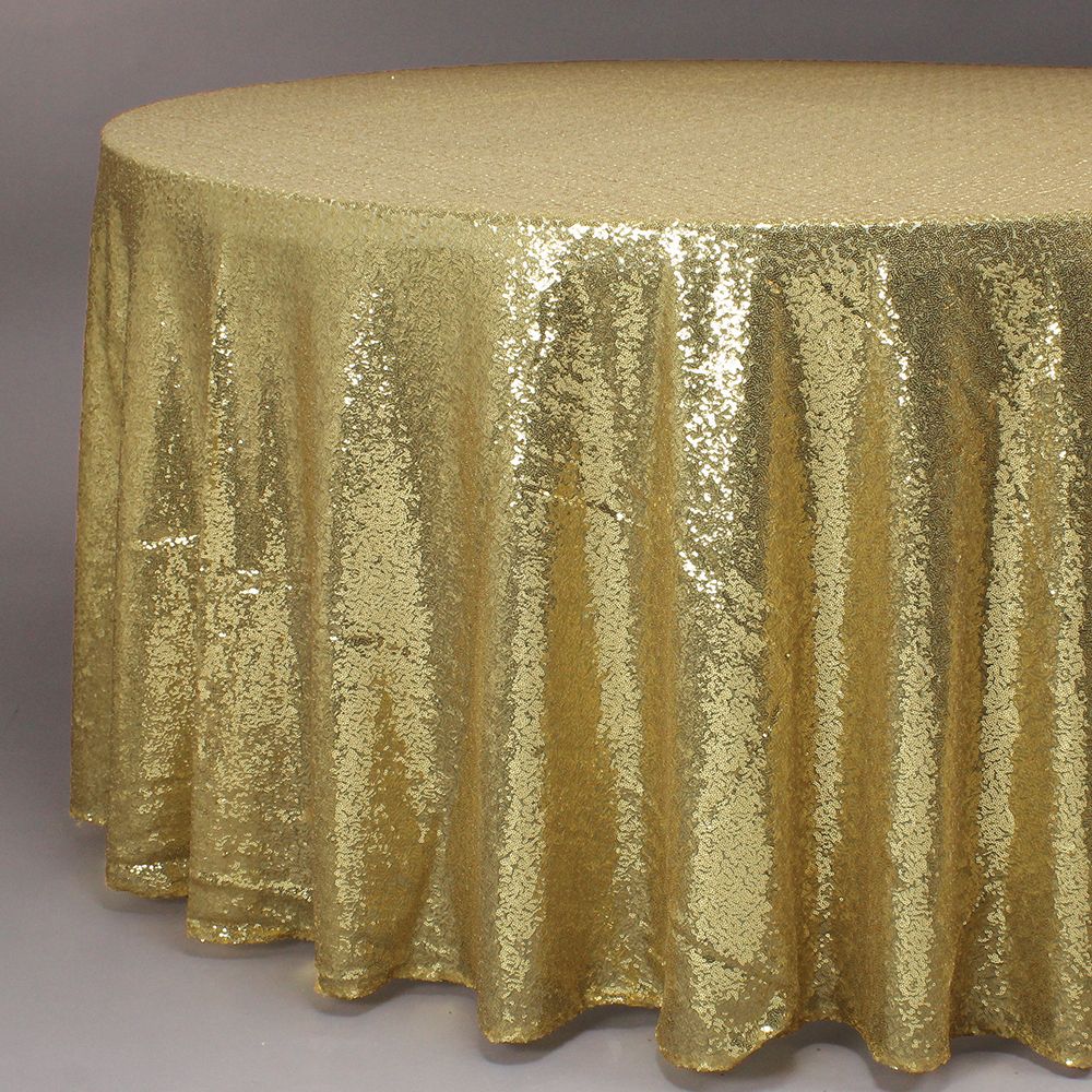 GOLD 118" ROUND SEQUIN TABLECLOTH