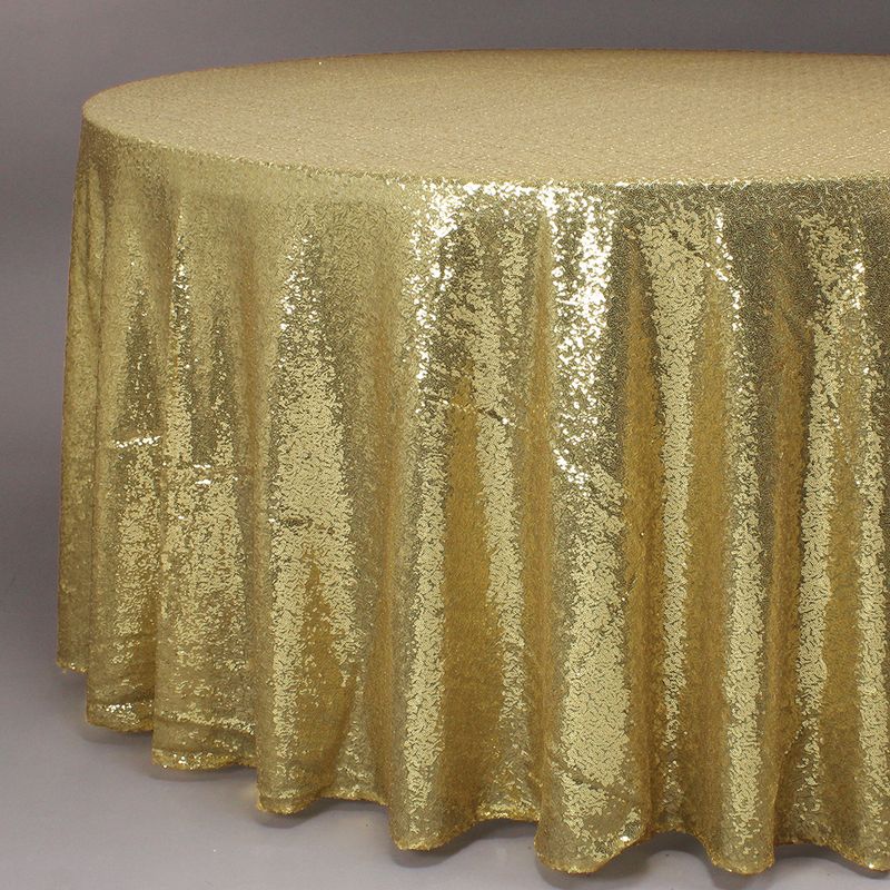 Gold 118" Round Sequin Tablecloth