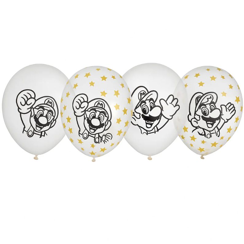 SUPER MARIO CONFETTI LATEX BALLOON 12" 6CT