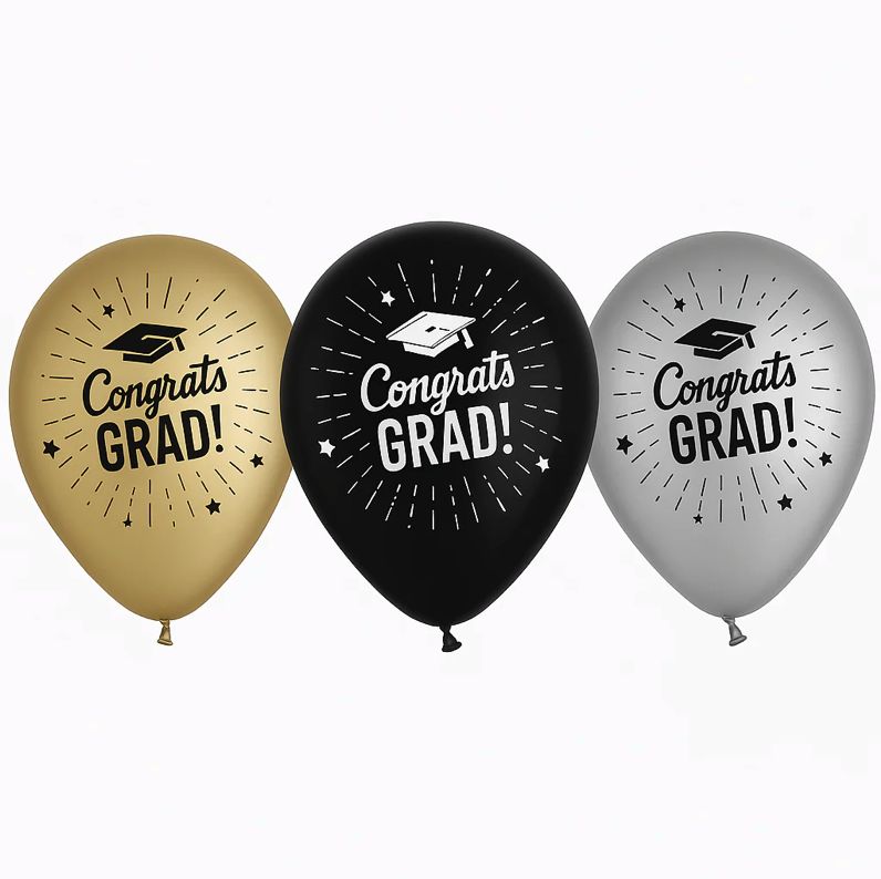 CONGRATS GRAD LATEX BALLOON 12"