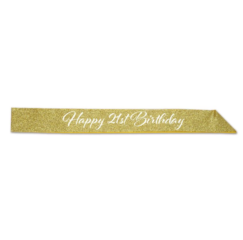 Happy 21 St Birthday Glittered Sash