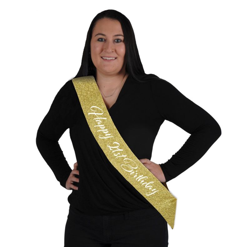 Happy 21 St Birthday Glittered Sash
