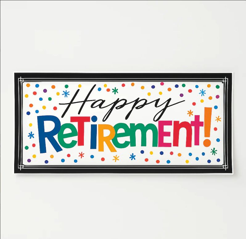 HAPPY RETIREMENT MULTI COLORED BANNER
