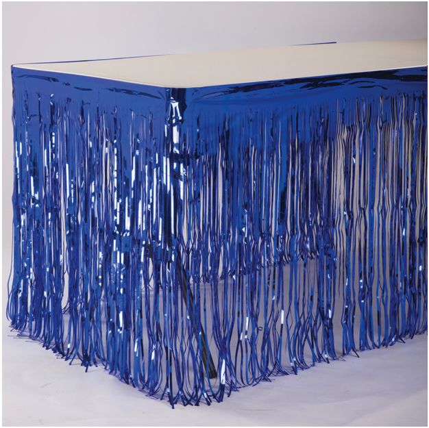 Royal Blue Fringe Table Skirt 30"X14Ft