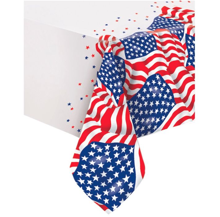 Usa Flag Rec Plastic Table Cover