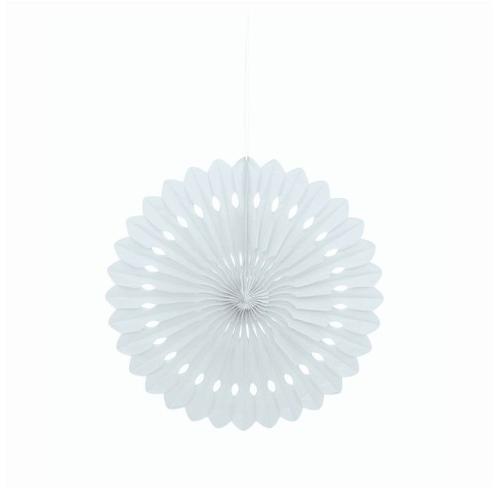 White Solid 16" Tissue Paper Fan