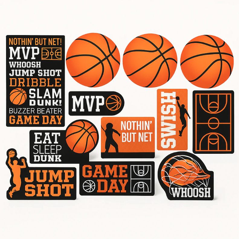 Basketball Wall N Table Cutouts 12Ct
