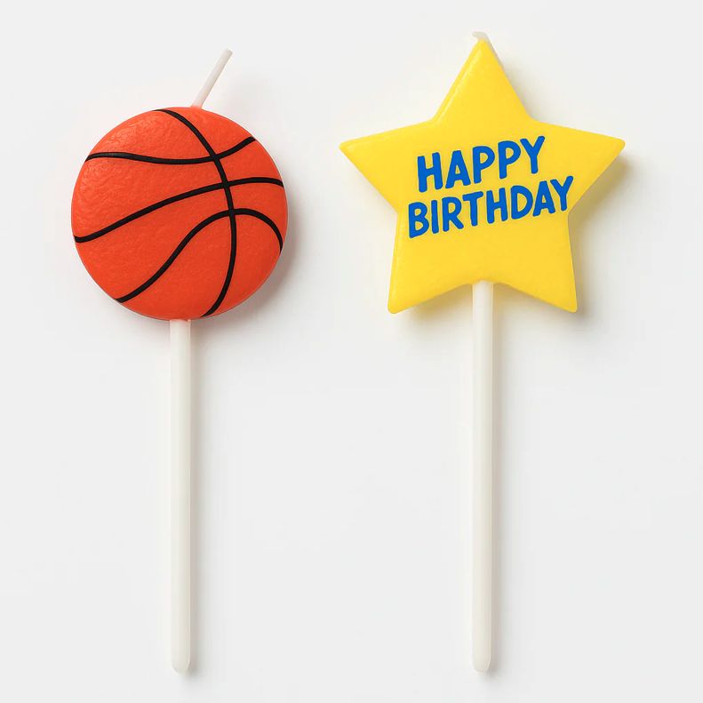 Basketball Birthday Candle Picks 3" 6Ct