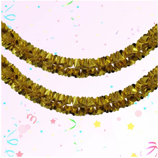 Gold Foil Garland 12" X 6.25" 12Ft
