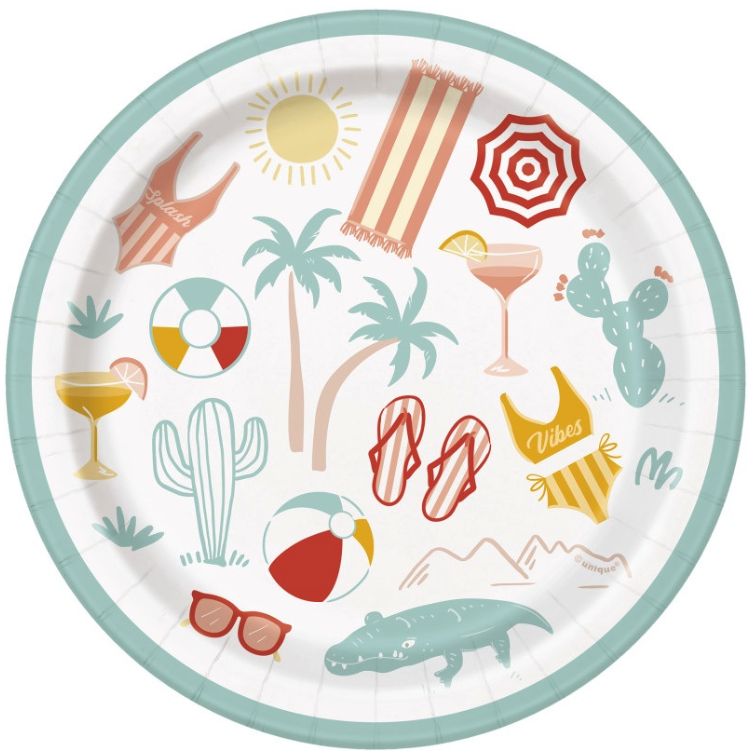 Poolside Summer 7" Dessert Plates 8Ct