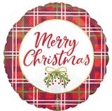 Merry Christmas Plaid Red 18"