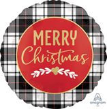 Merry Christmas Plaid Black 18"