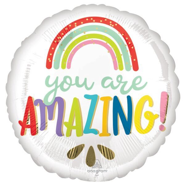 You Are Amazing 18" White And Rainbow