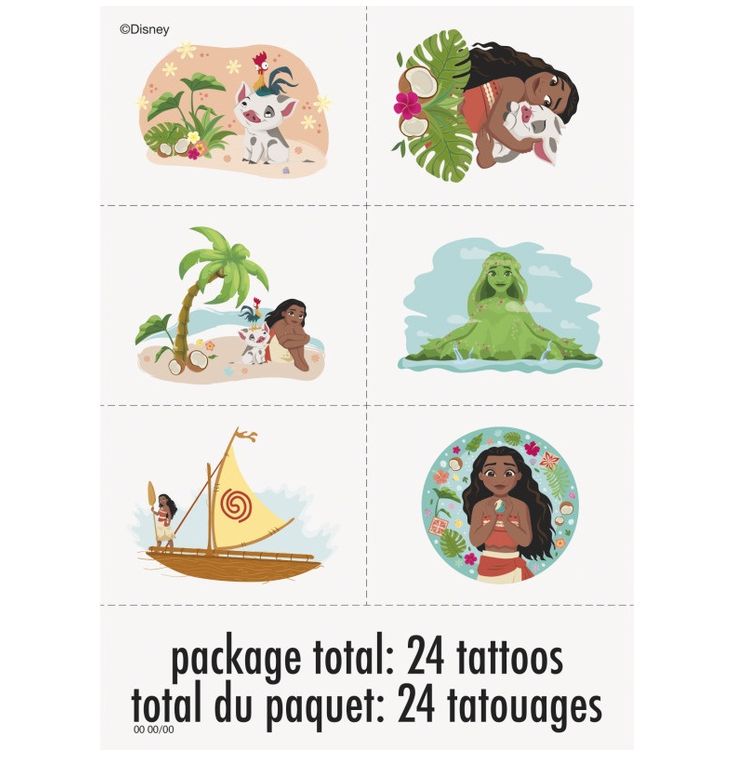 Disney Moana Tattoos 24Ct