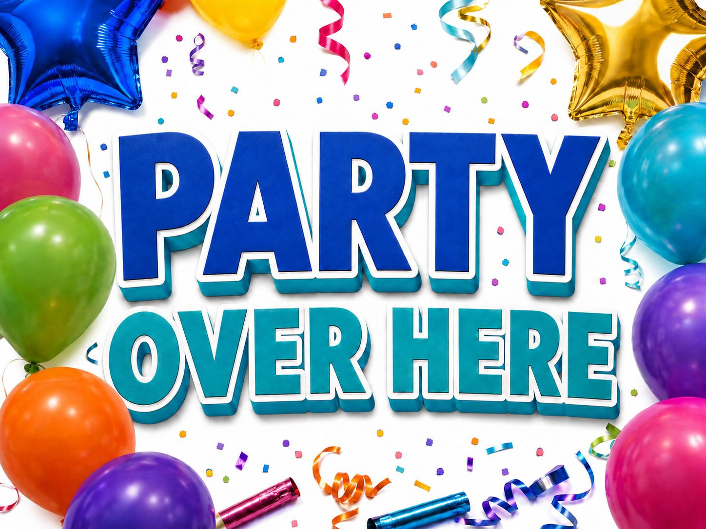 24" x 18" Party Over Here Yard Sign Blue