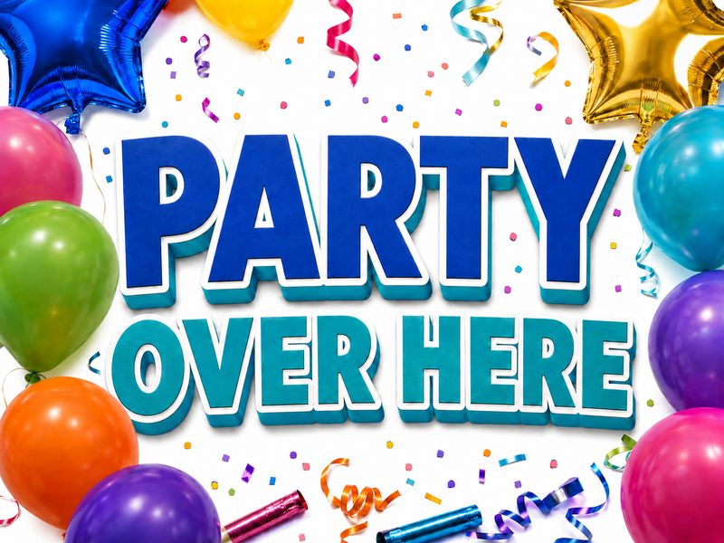 24" x 18" Party Over Here Yard Sign Blue
