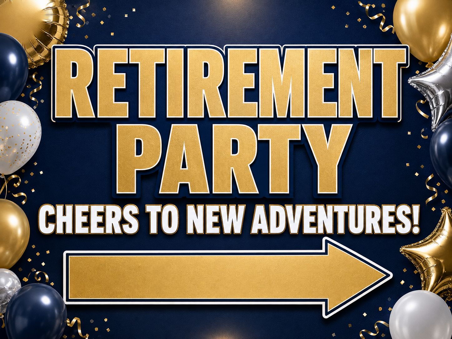 24" x 18" Retirement Yard Sign - Gold Party