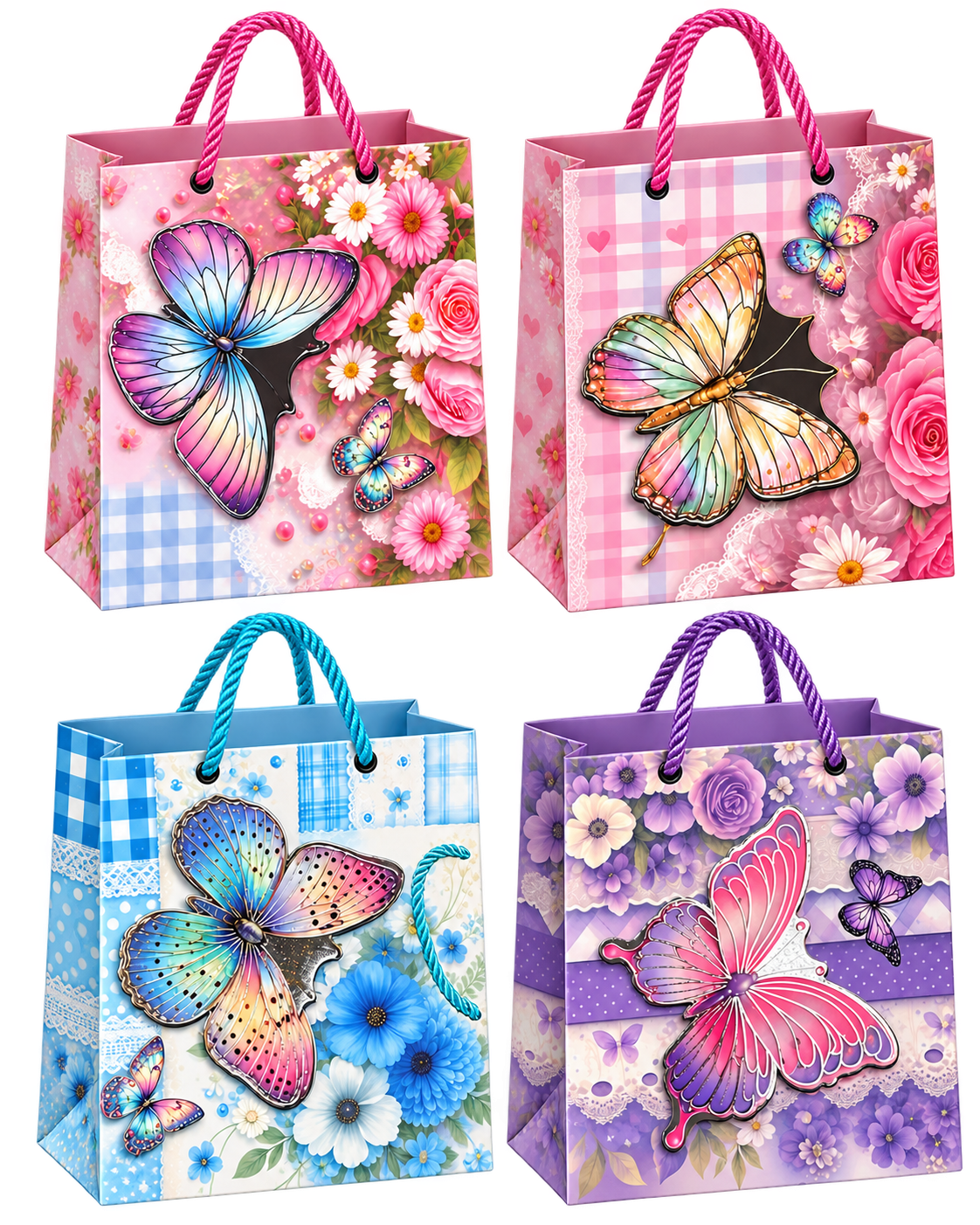 9" Gift Bag Butterfly 1Ct