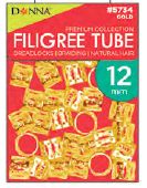 12MM RHINESTONE FILIGREE TUBE BX GOLD