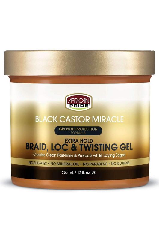 AFRICAN PRIDE CASTOR MIRACLE BRAID LOC &amp; TWISTING GEL 8OZ