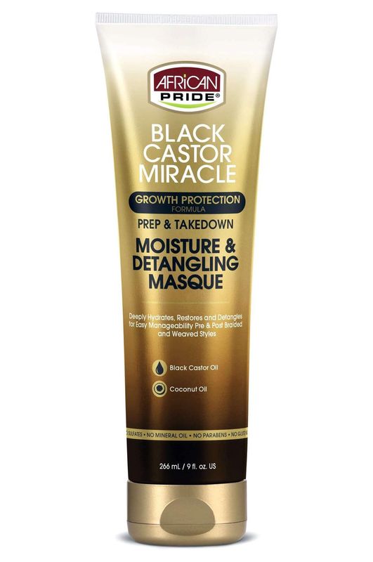 AFRICAN PRIDE BLACK CASTOR MIRACLE MOISTURE &amp; DETANGLING MASQUE 8OZ
