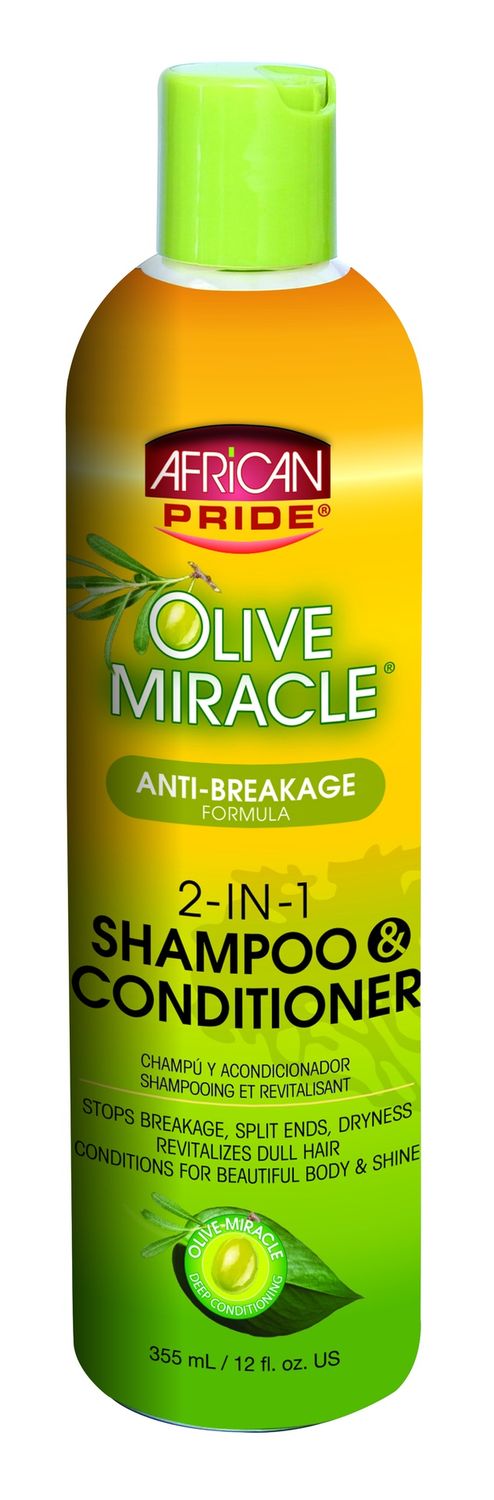 AFRICAN PRIDE OLIVE MIRACLE 2 IN 1 SHAMPOO CONDITIONER 12OZ