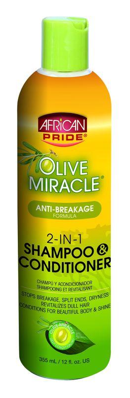 AFRICAN PRIDE OLIVE MIRACLE 2 IN 1 SHAMPOO CONDITIONER 12OZ