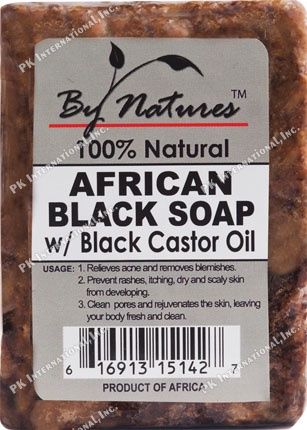 BY NATURES 100% NATURAL AFRICAN BLACK SOAP BLACK CASTOR 7OZ