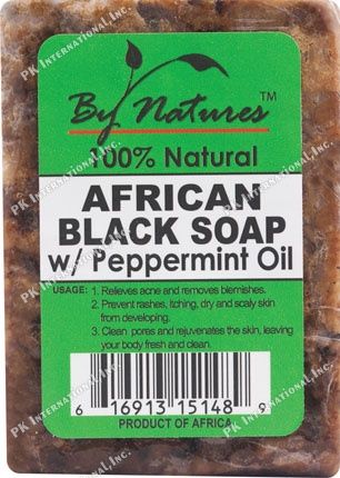 BY NATURES 100% NATURAL AFRICAN BLACK SOAP PEPPERMINT6OZ