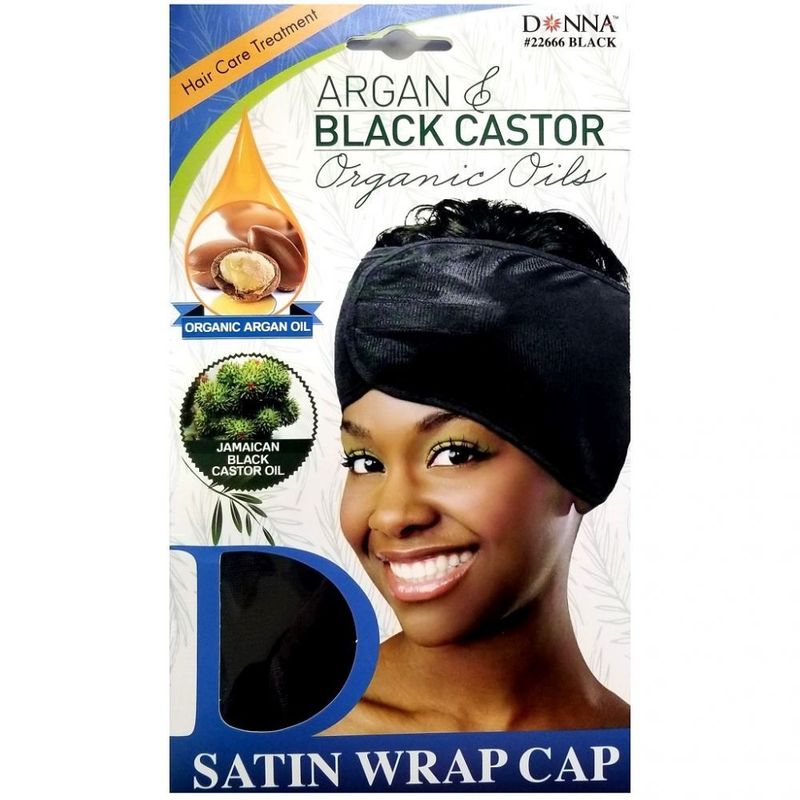 DONNA SATIN WRAP CAP - BLK