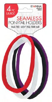 LG SEAMLESS PONY HOLDER BLACK ASST 4PC