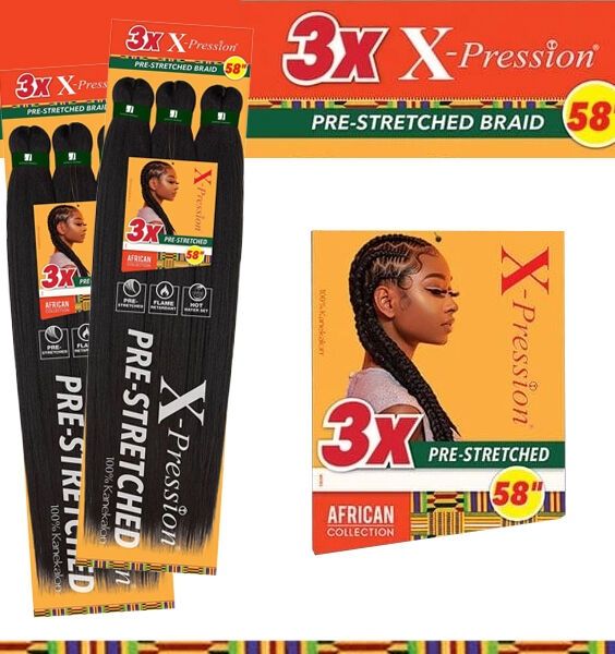 SENSATIONNEL 3X X-PRESSION PRE-STRETCHED BRAID 58", Color: #S1B/350