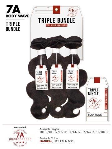 SENSATIONNEL HUMAN HAIR BODY WAVE TRIPLE VIRGIN HAIR, Color: NATURAL, Size: 14"